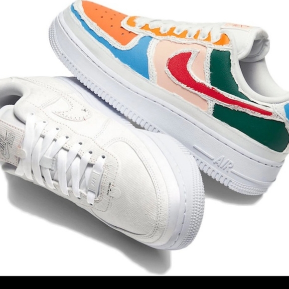 Nike Women's Air Force 1 LX Tear Away Red Swoosh Shoes Size 10.5 - Picture 7 of 7